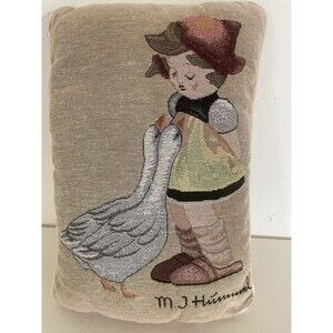 Little Dutch Girl And Geese Tapestry Pillow By M.J. Hummel 17x12